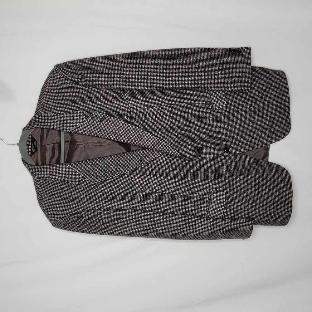 Pullman English Mens Wool Tweed Sportscoat/Blazer Size L/XL Brown/Grey/Tan Check
